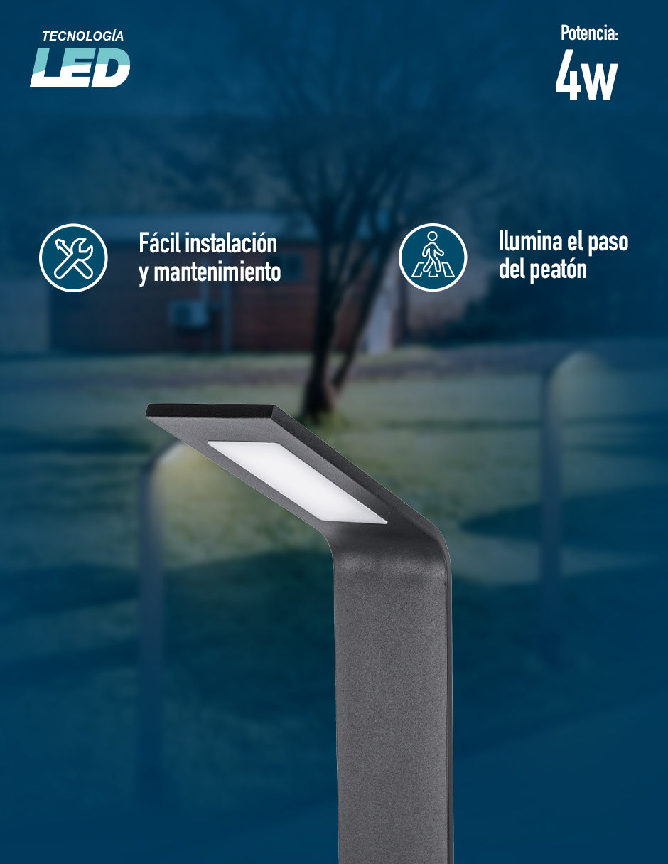 LUMINARIO TIPO BOLARDO 4W 3000K 100-240V 80CM SLIM