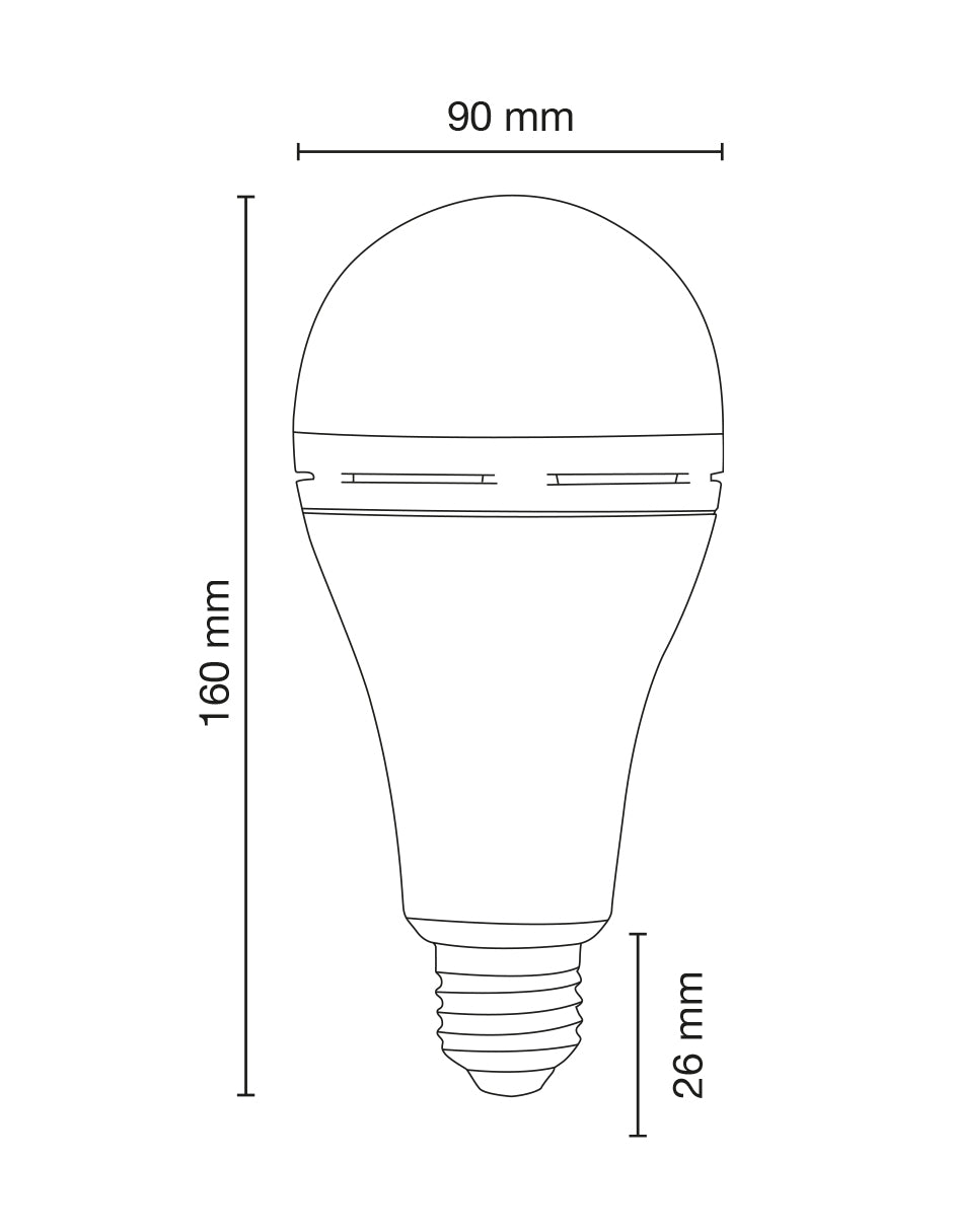 Lámpara LED Emergencia A90 15W 6500K 100-240V